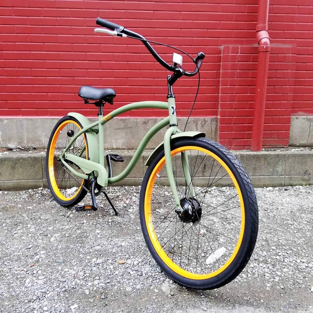 Amazon | 自転車 通販 RAINBOW 26TYPE-X CRUISER カーキ×オレンジリム