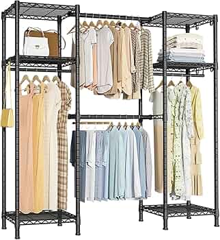 Amazon｜ハンガーラック 大容量 伸縮 幅128~188cm ワードローブ メタル