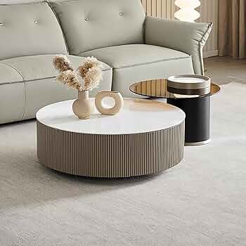 Amazon.co.jp: ミニマリスト モダン ラウンド コーヒーテーブル 2 点