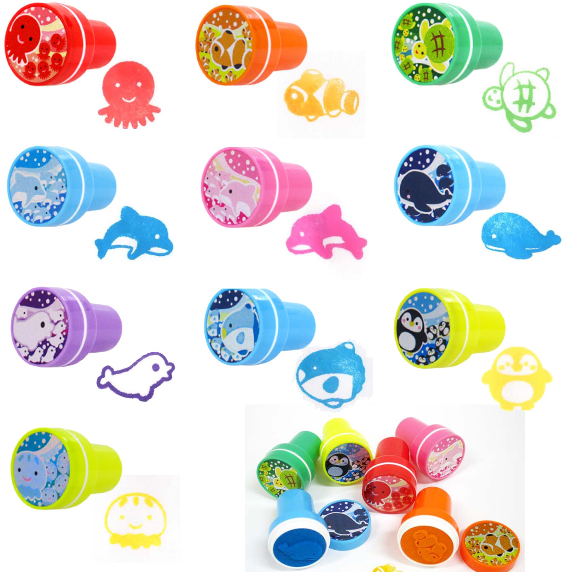 Amazon.co.jp: スタンプ 海のなかま ミニ スタンプ インク入り 全10