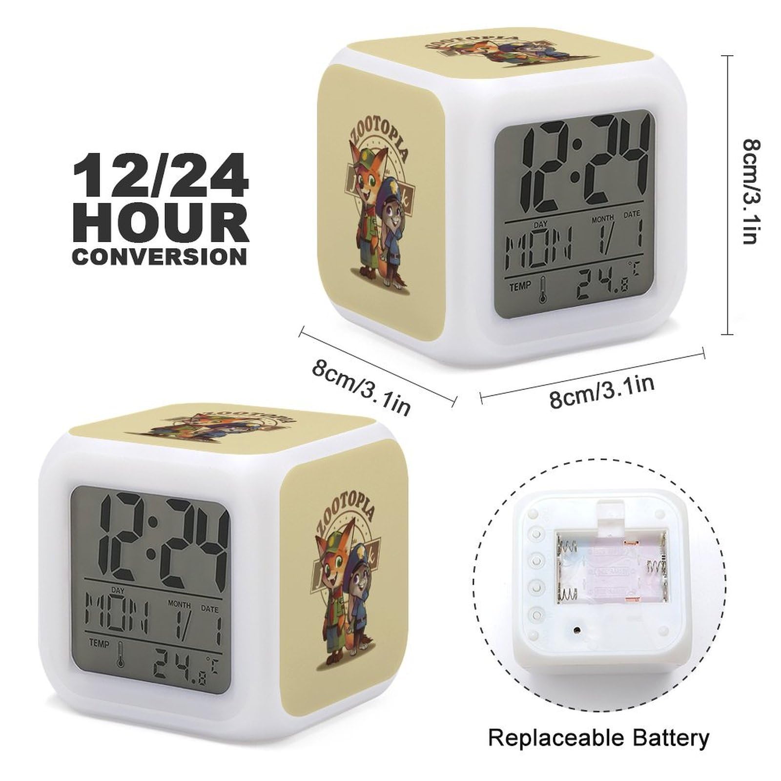 Amazon.co.jp: ズートピア ジュディ ニック 目覚まし時計 デジタル
