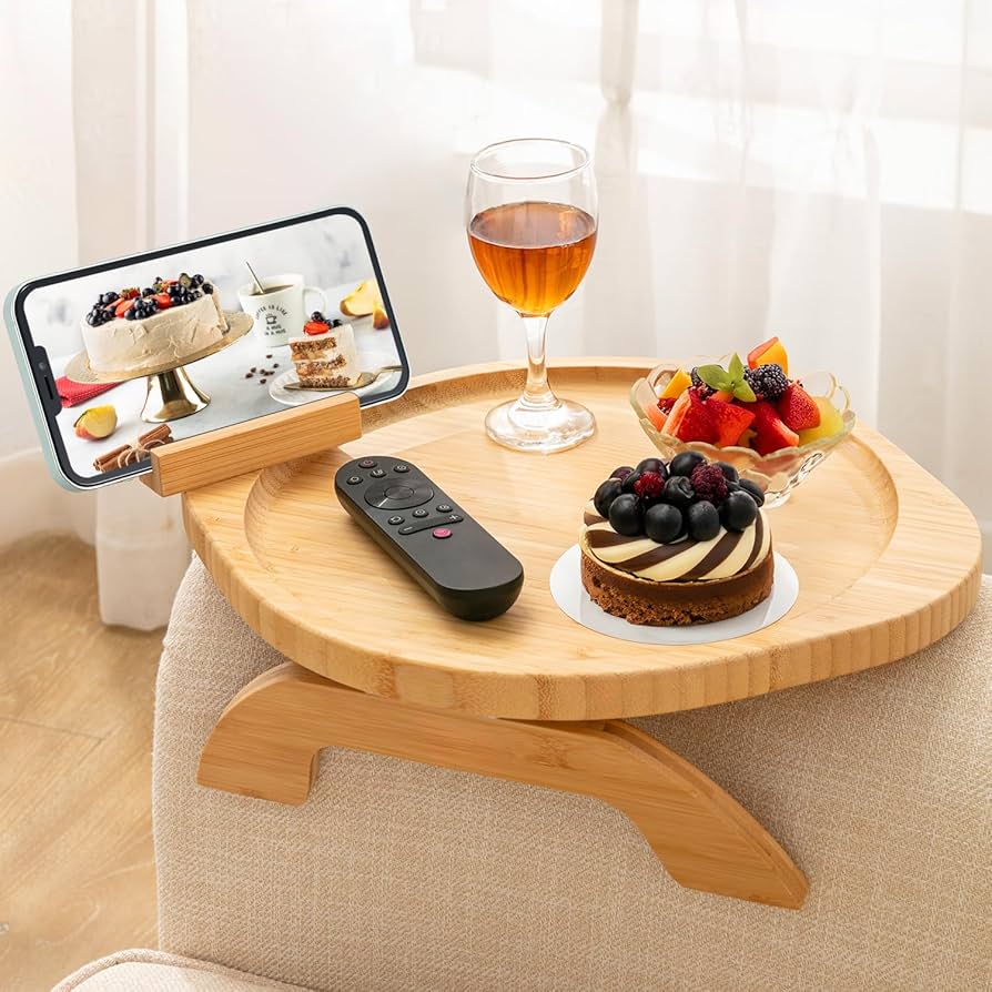 Amazon.com: SINWANT Couch Arm Table,Large Bamboo Sofa Clip on Tray
