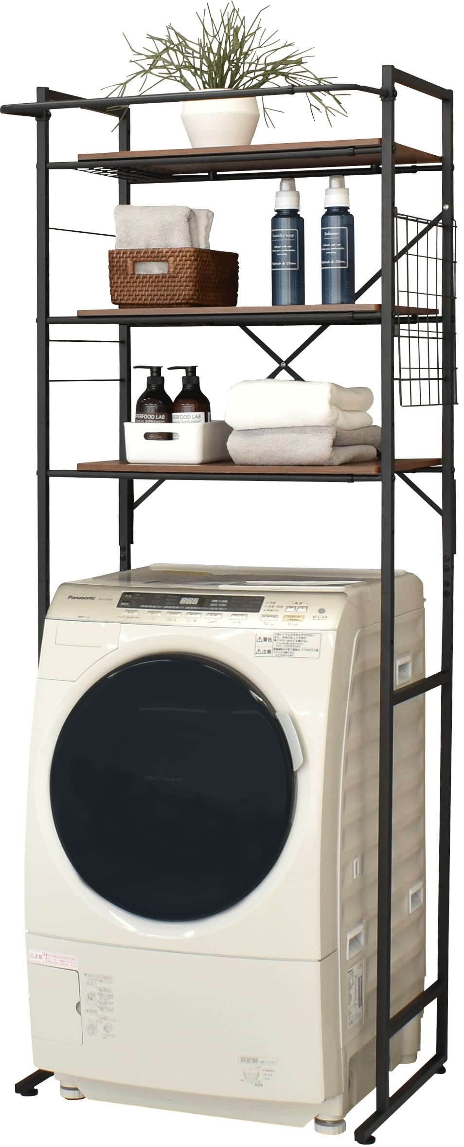 Amazon｜ekans(エカンズ) 棚付きランドリーラック LSH-530B 棚3段