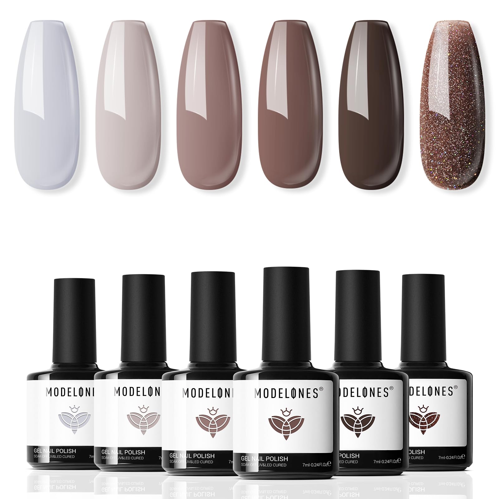 Amazon.com: modelones Gel Nail Polish Set- 6 Colors Chocolate