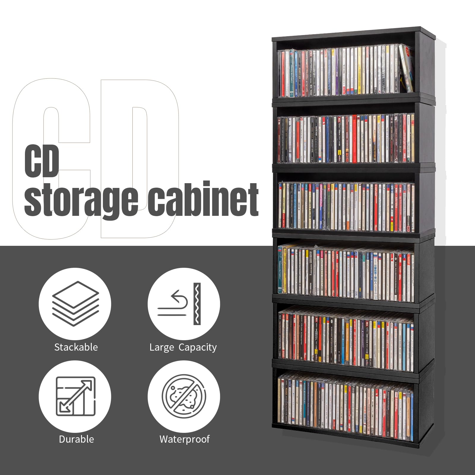 Amazon｜CDラック 収納ボックス 木製 CD収納棚 卓上 ショーケース棚 35