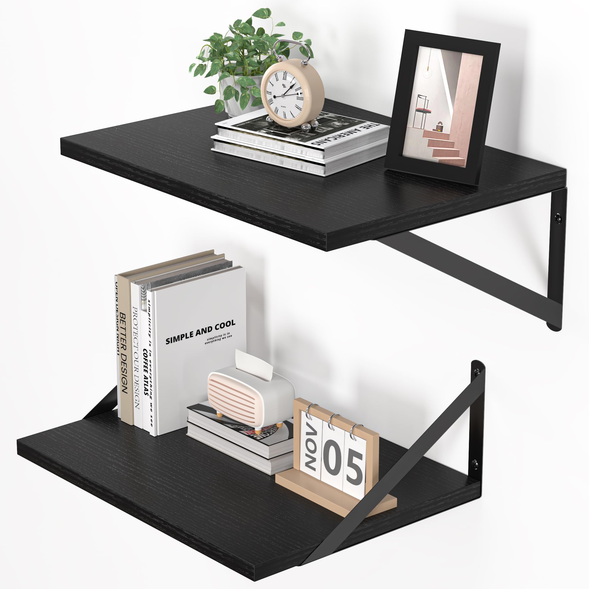 Amazon.com: Heimlove Black Deep Floating Shelves for Wall, 16W x