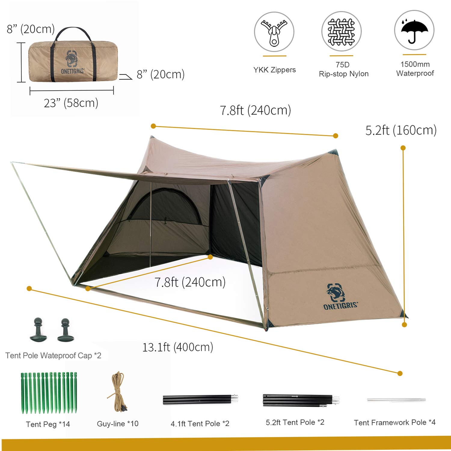 Amazon.co.jp: OneTigris ソロホームステッドキャンプテントシェルター