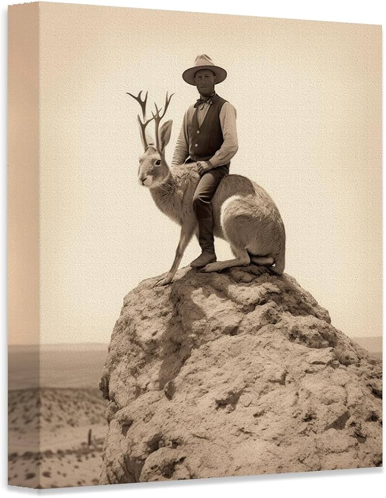 Amazon.com: Jackalope Vintage 28x36 Stretched Canvas – Fantasy