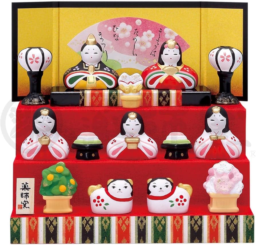 Amazon | 錦彩花かざり雛(三段飾り)[高さ:男3.5cm・女3cm] | 雛祭り