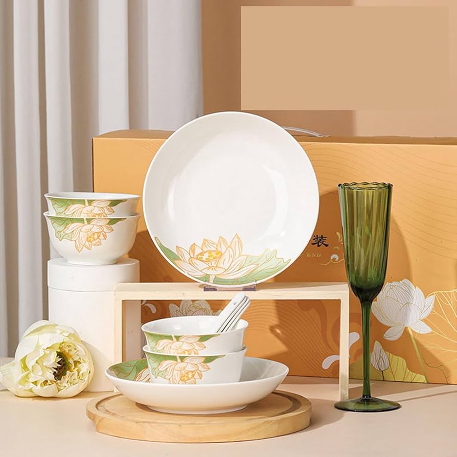 Amazon.co.jp: 蓮の花 食器セット 碗皿セット 9点セット 22点セット 蓮