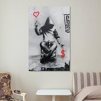 Amazon.co.jp: バンクシー有名な絵 （愛とお金）ポスター アートパネル