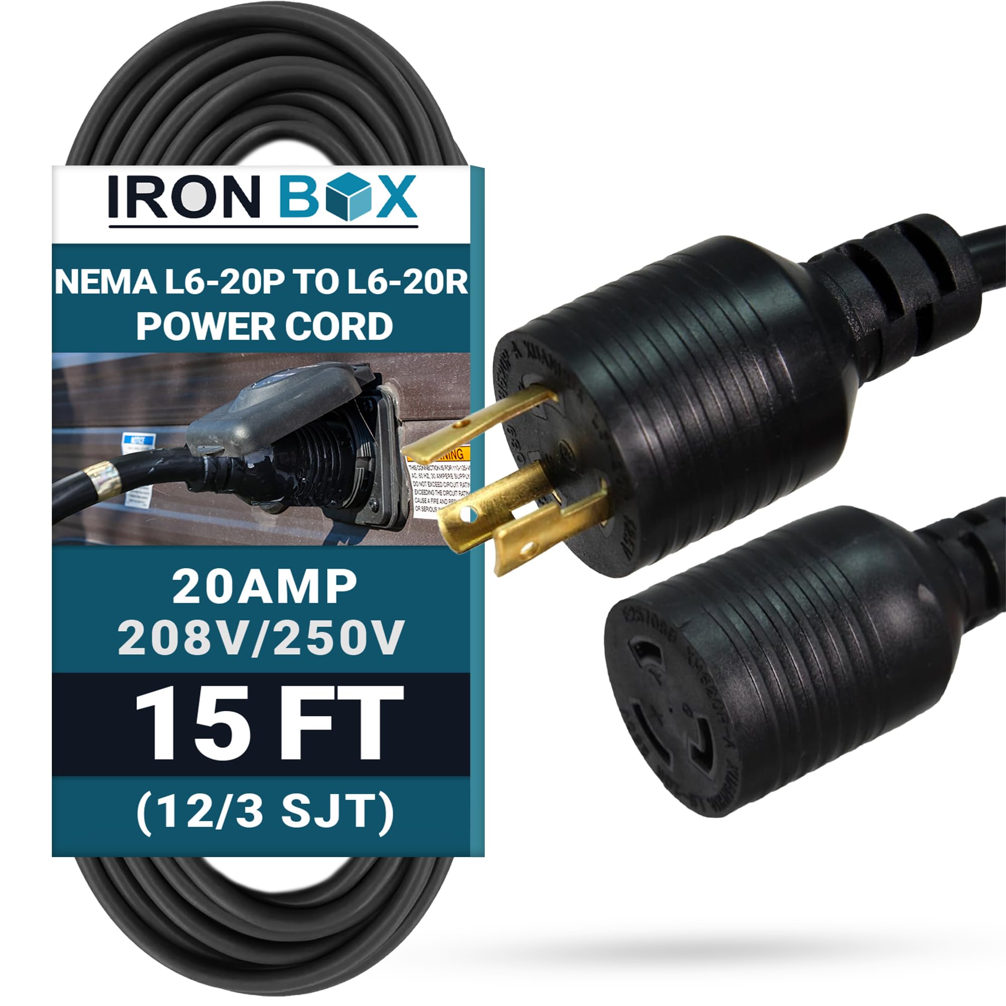 Amazon.co.jp: NEMA L6-20 延長電源コード - 20A/250V, 12/3 AWG