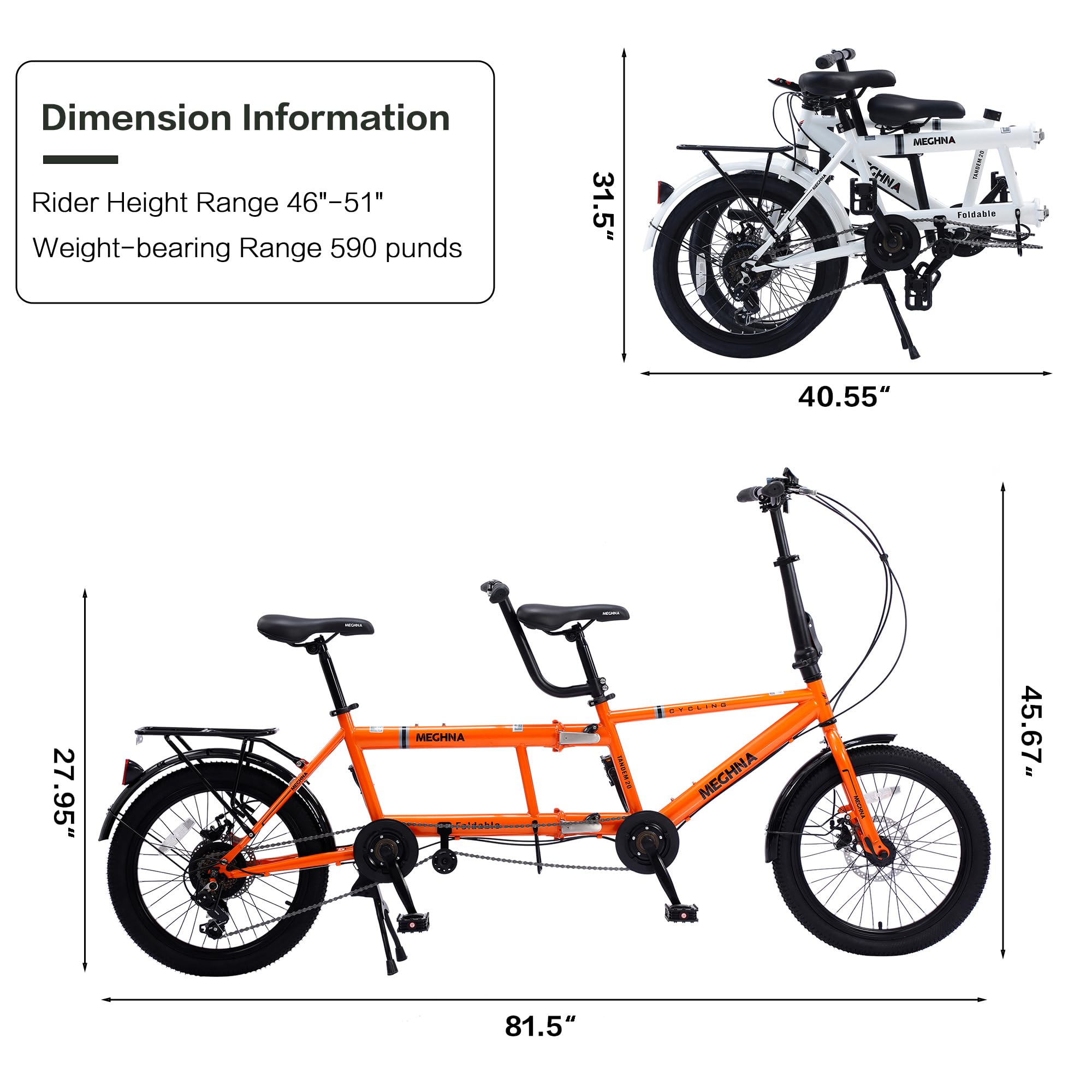 Amazon | deenkk 折りたたみ式デュアルドライブ タンデムバイク 大人用