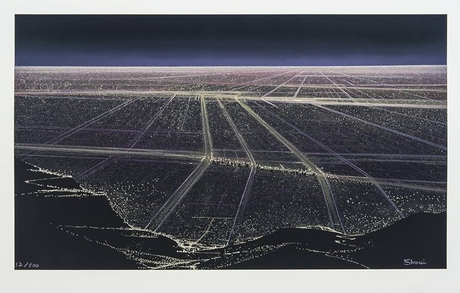 Amazon｜長岡秀星 リトグラフ 【L.A.Dreamin】邦題【ロスの夜景】直筆