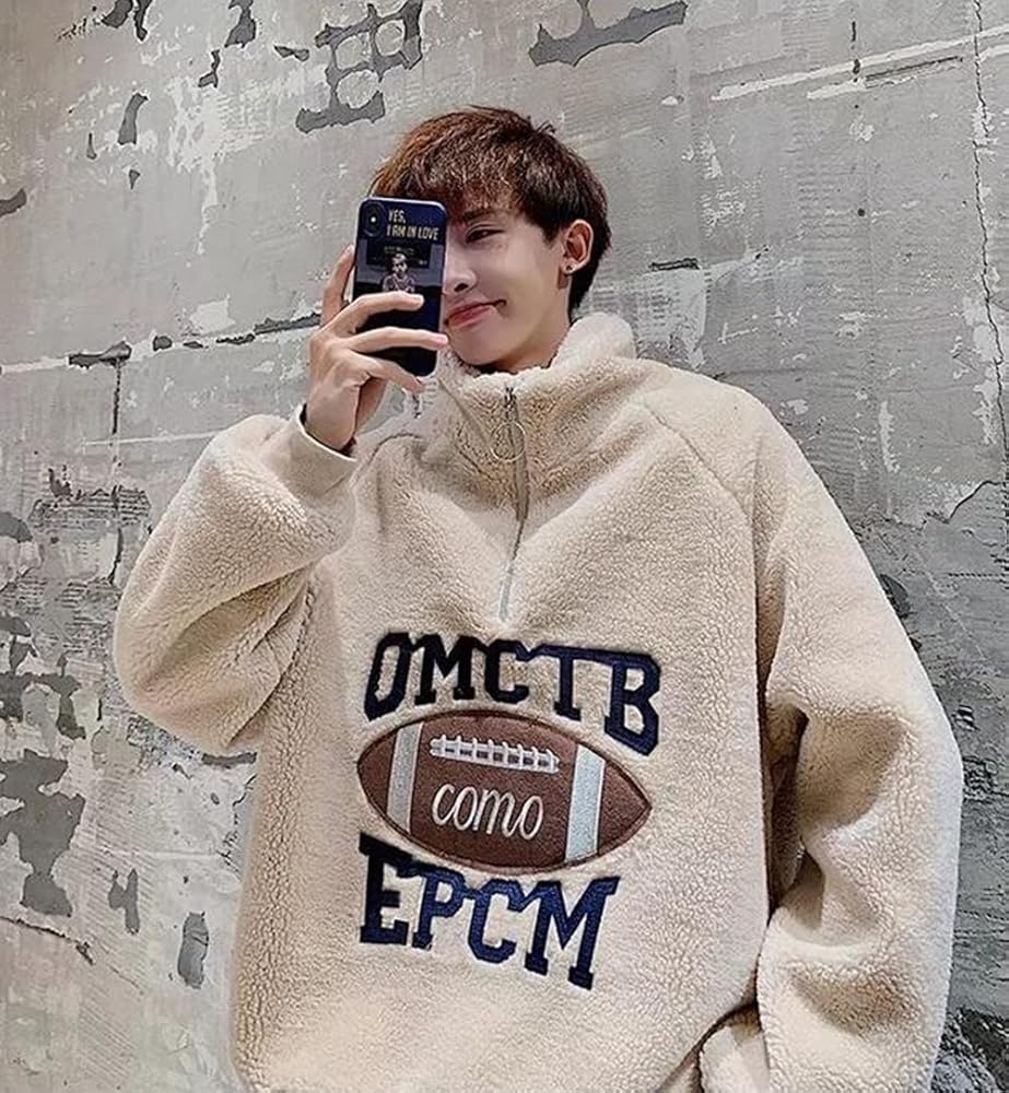 Amazon.co.jp: [ZHONGJUE] ボア プルオーバー パーカー メンズ