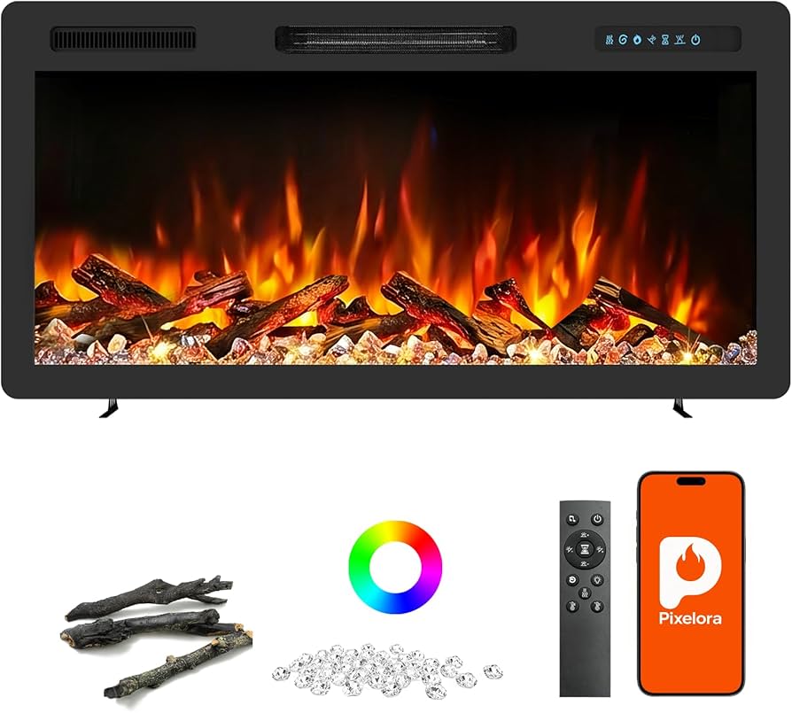 Amazon.com: Pixelora Electric Fireplace Inserts Modernos - Wall
