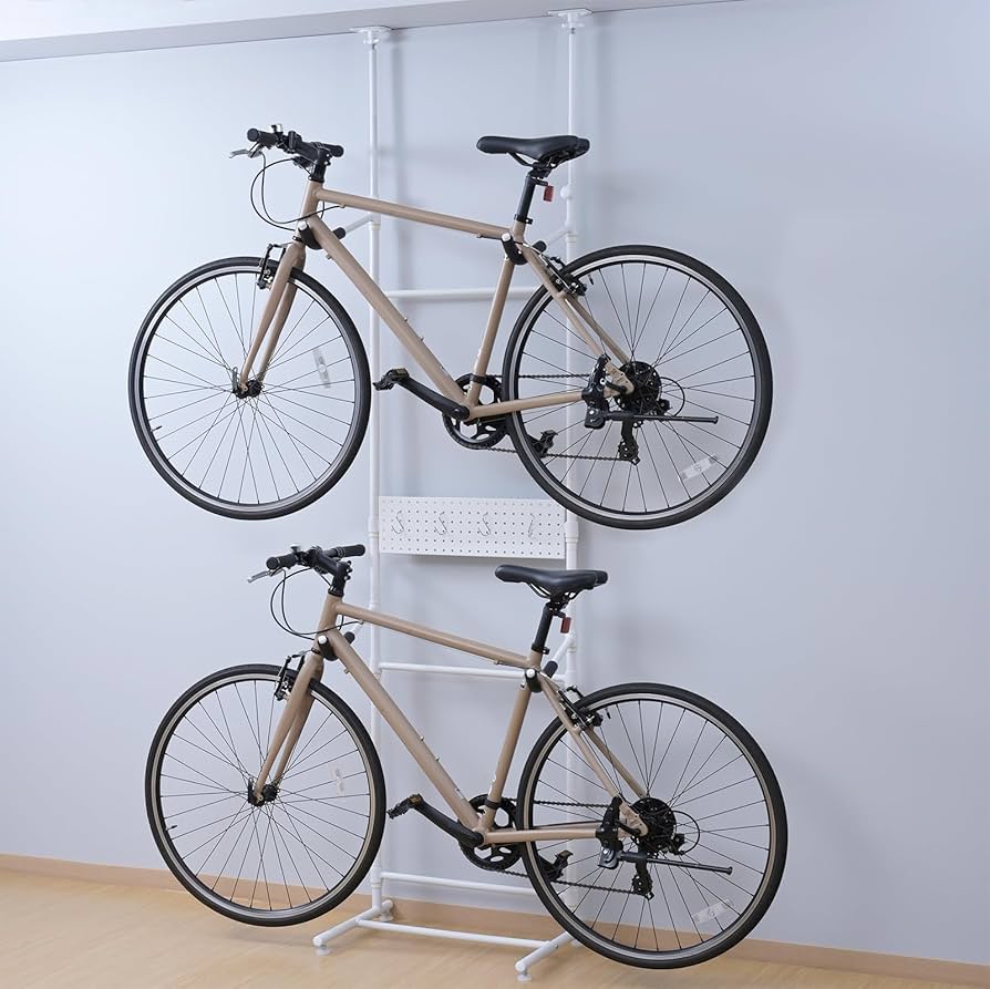 Amazon.co.jp: 山善(YAMAZEN) ラック 突っ張り 自転車スタンド 2台置き