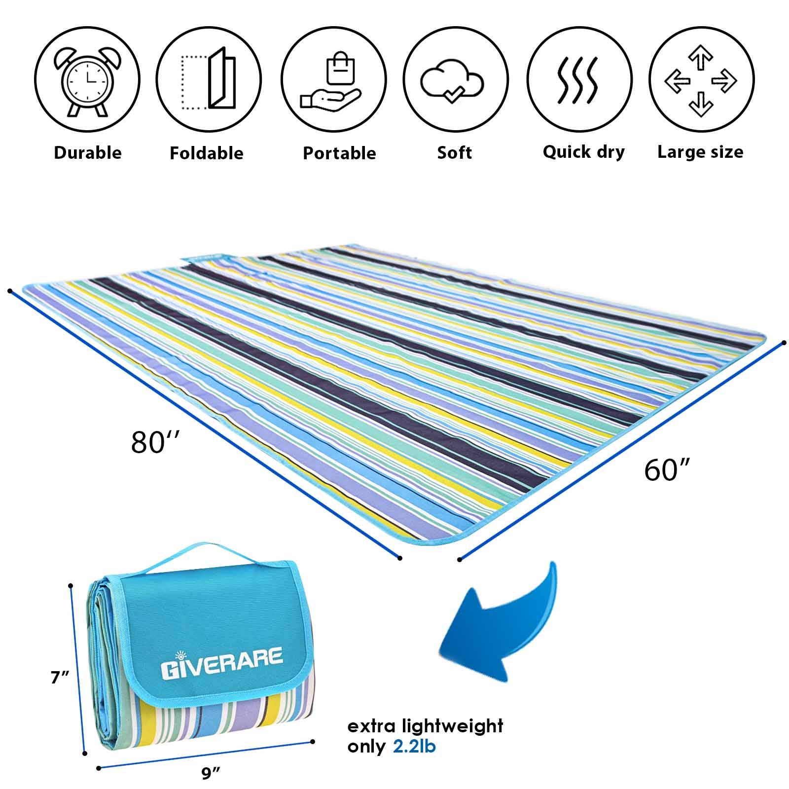 Amazon.com: GIVERARE Picnic Beach Blanket, XL Sandfree Waterproof