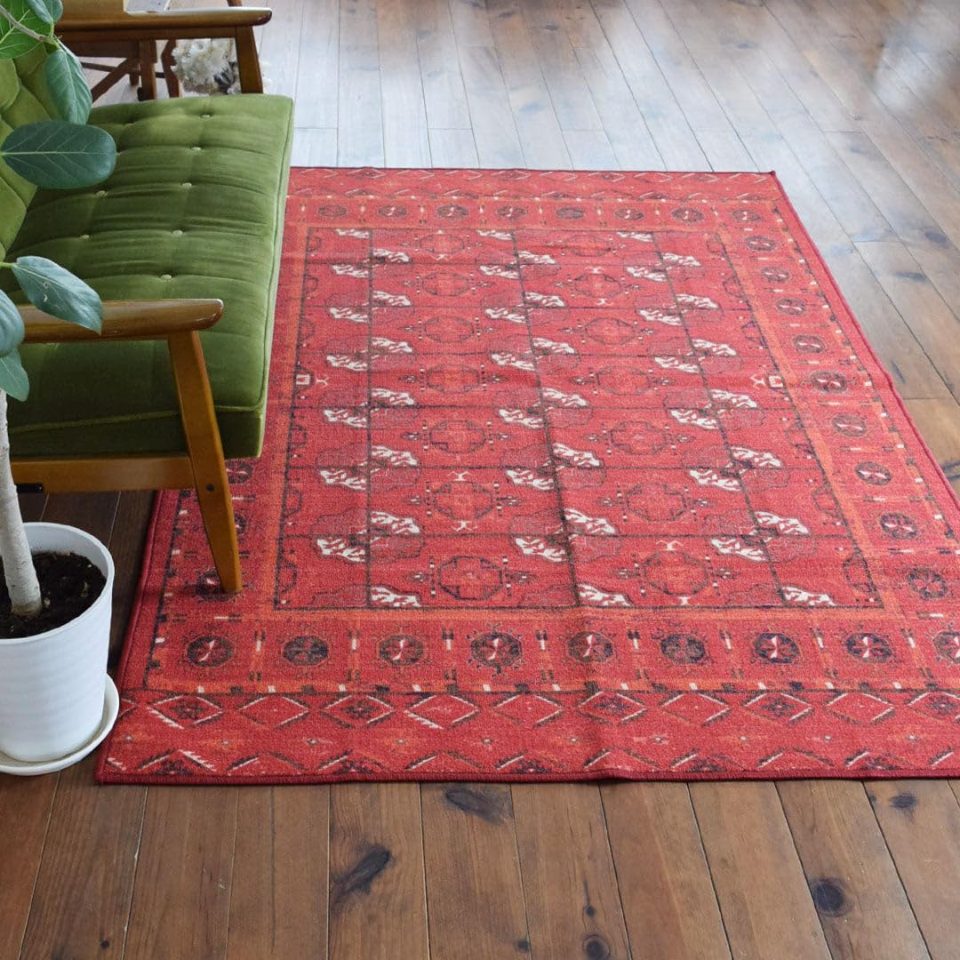 大きめサイズ】✧美しいredと優しいpink✧トルコ ビンテージラグ 半円