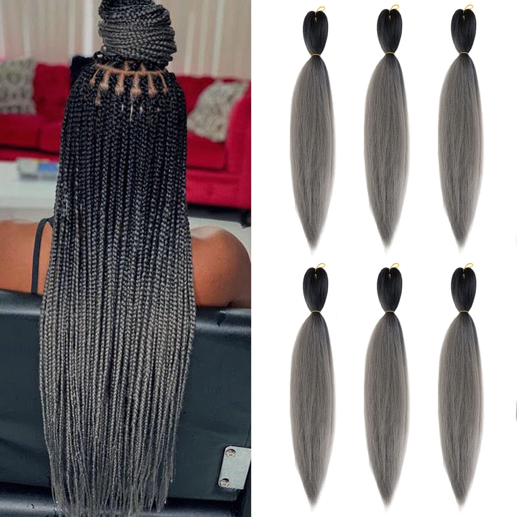 Amazon.com : Pre Stretched Braiding Hair 26 lnch 6 Packs Braid