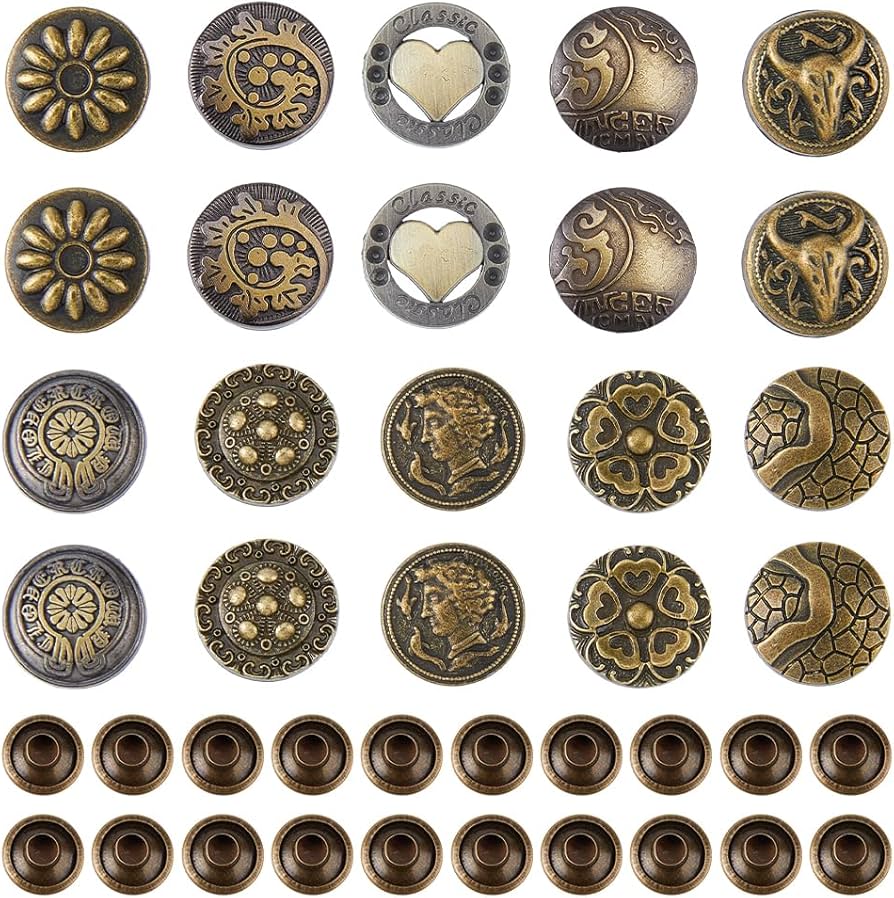 Amazon.com: DICOSMETIC 20 Sets Decorative Snaps Button 10 Styles