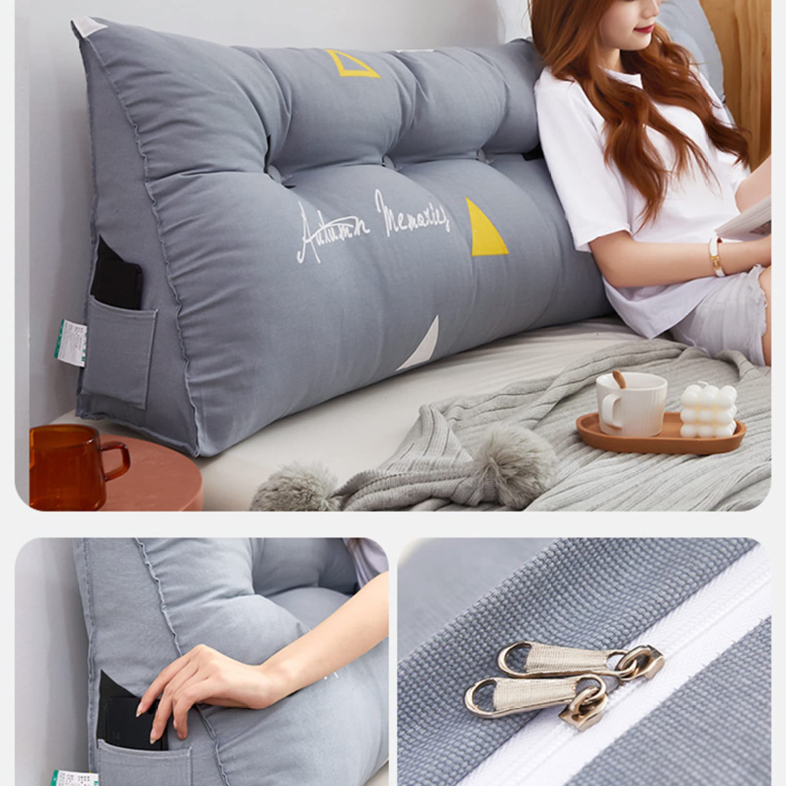 Amazon｜背もたれ クッション 80*25*50 三角 寄りかかり ソファ フロア