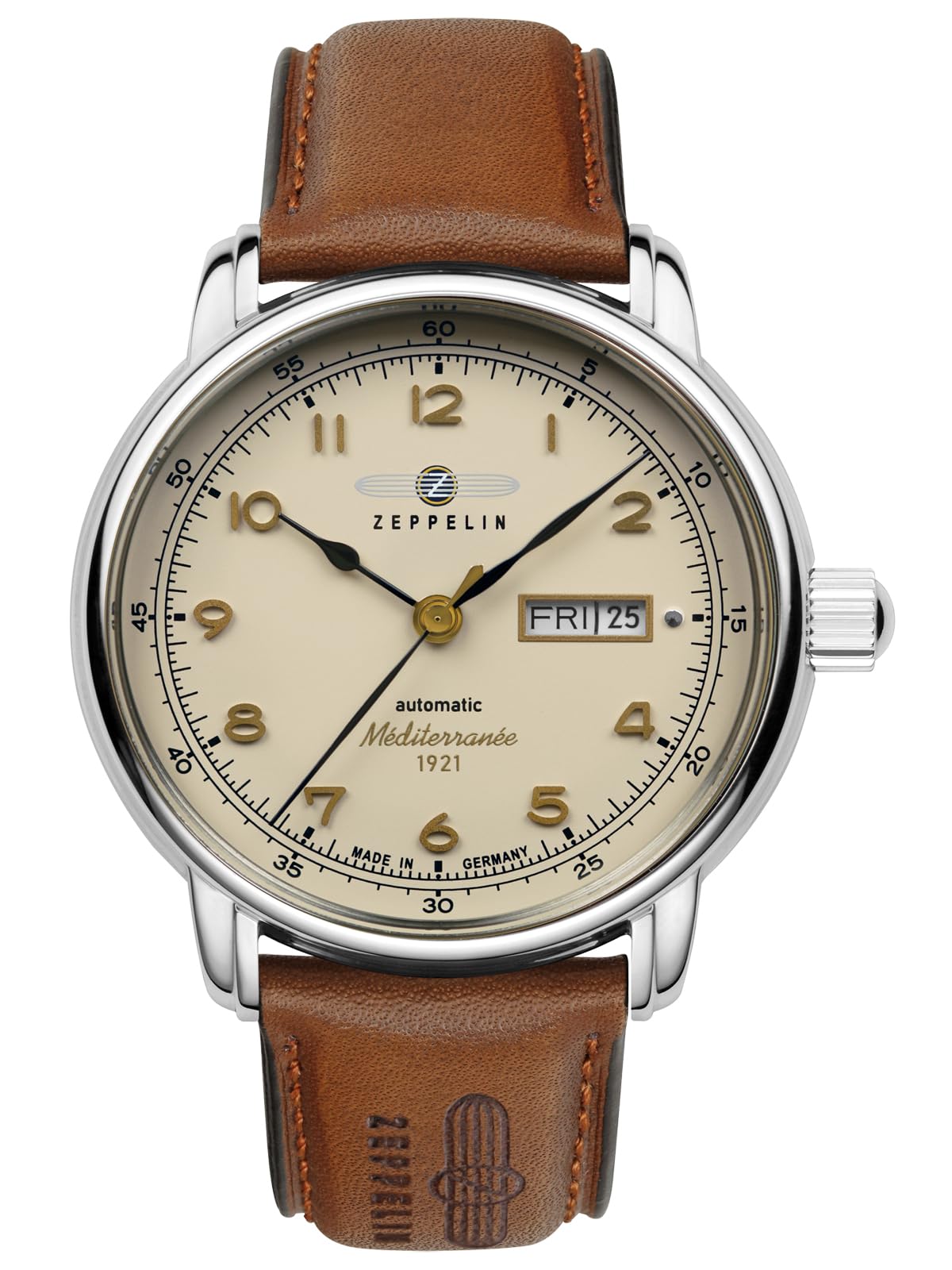 Zeppelin Z96645 Mens Mediterranee 1921 Leather Strap Beige Dial