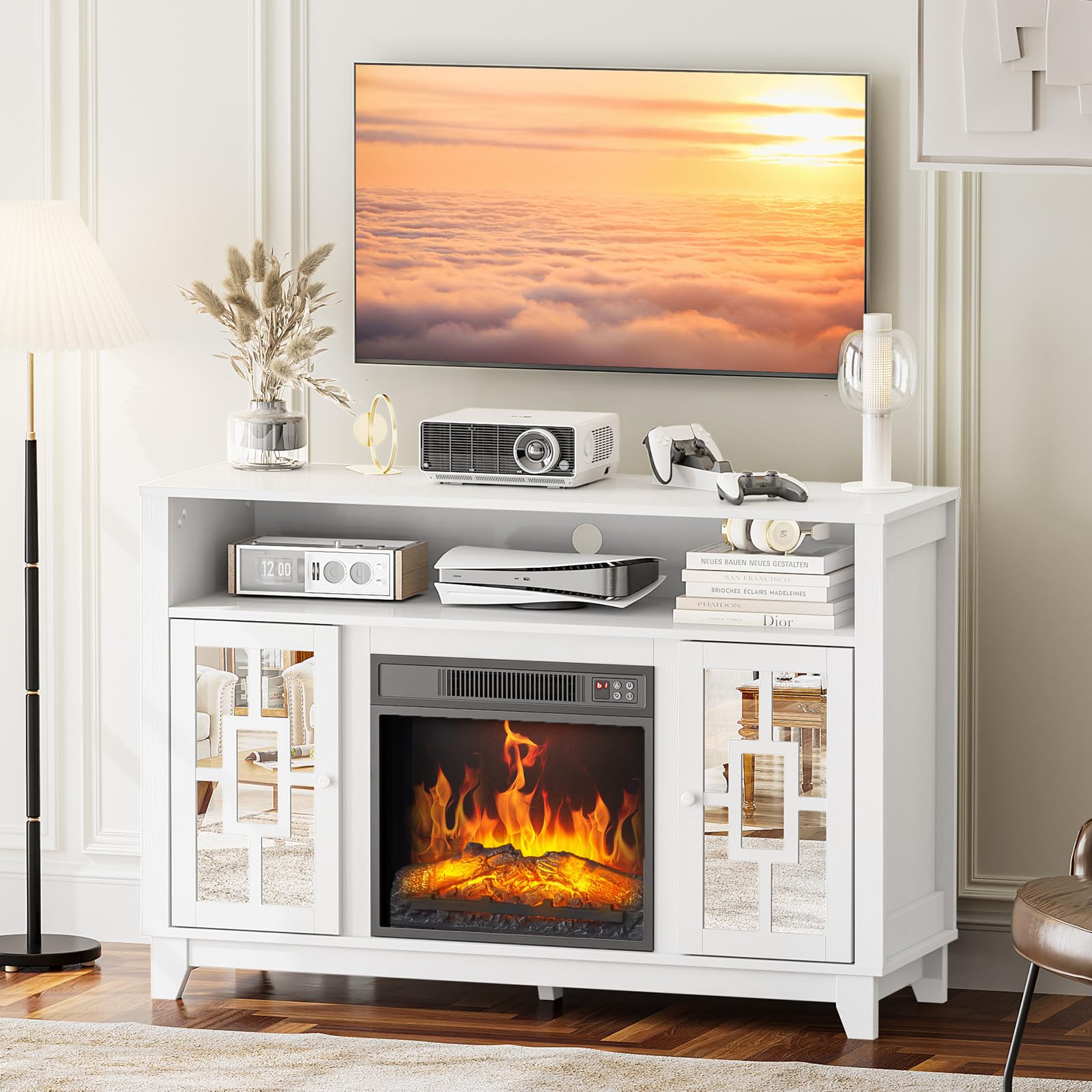 Amazon.com: VINGLI Fireplace TV Stand for TVs up to 60'', Mirrored