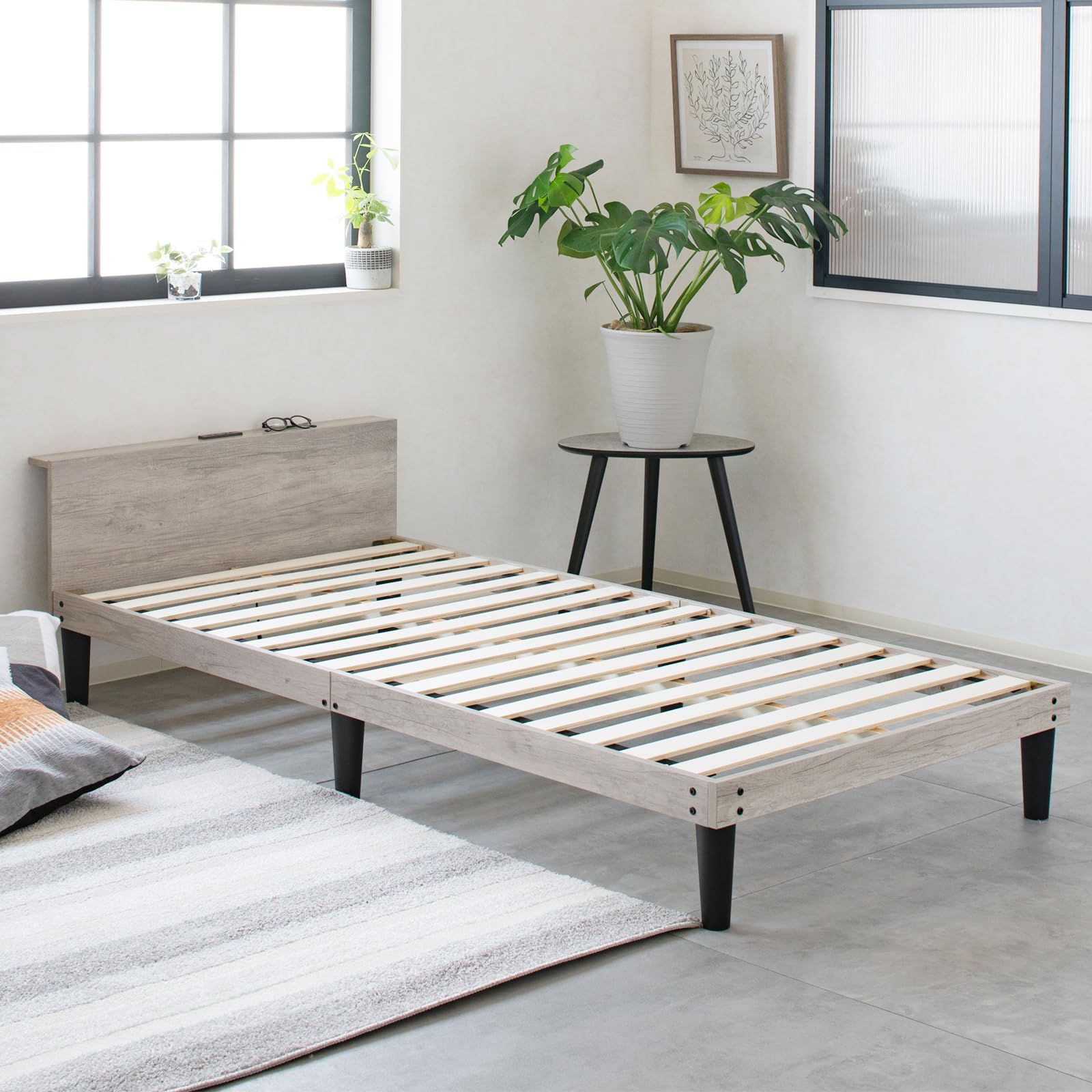 Amazon｜Major In Life ベッド 宮付き ベッドフレーム 宮棚付き