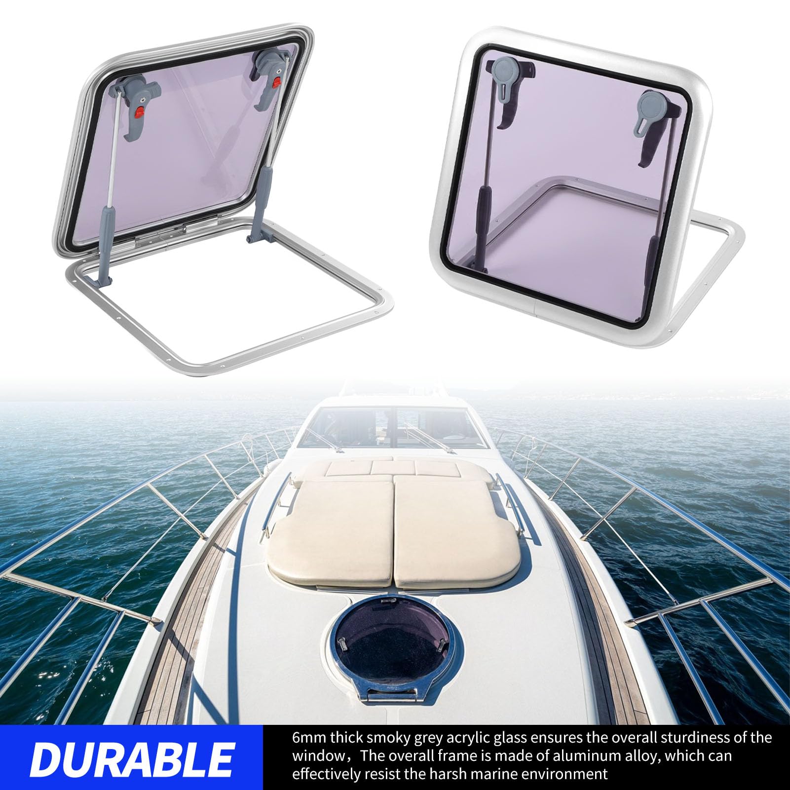 Amazon | ボート舷窓窓密閉防水天窓ヨット用 アルミ正方形プッシュ
