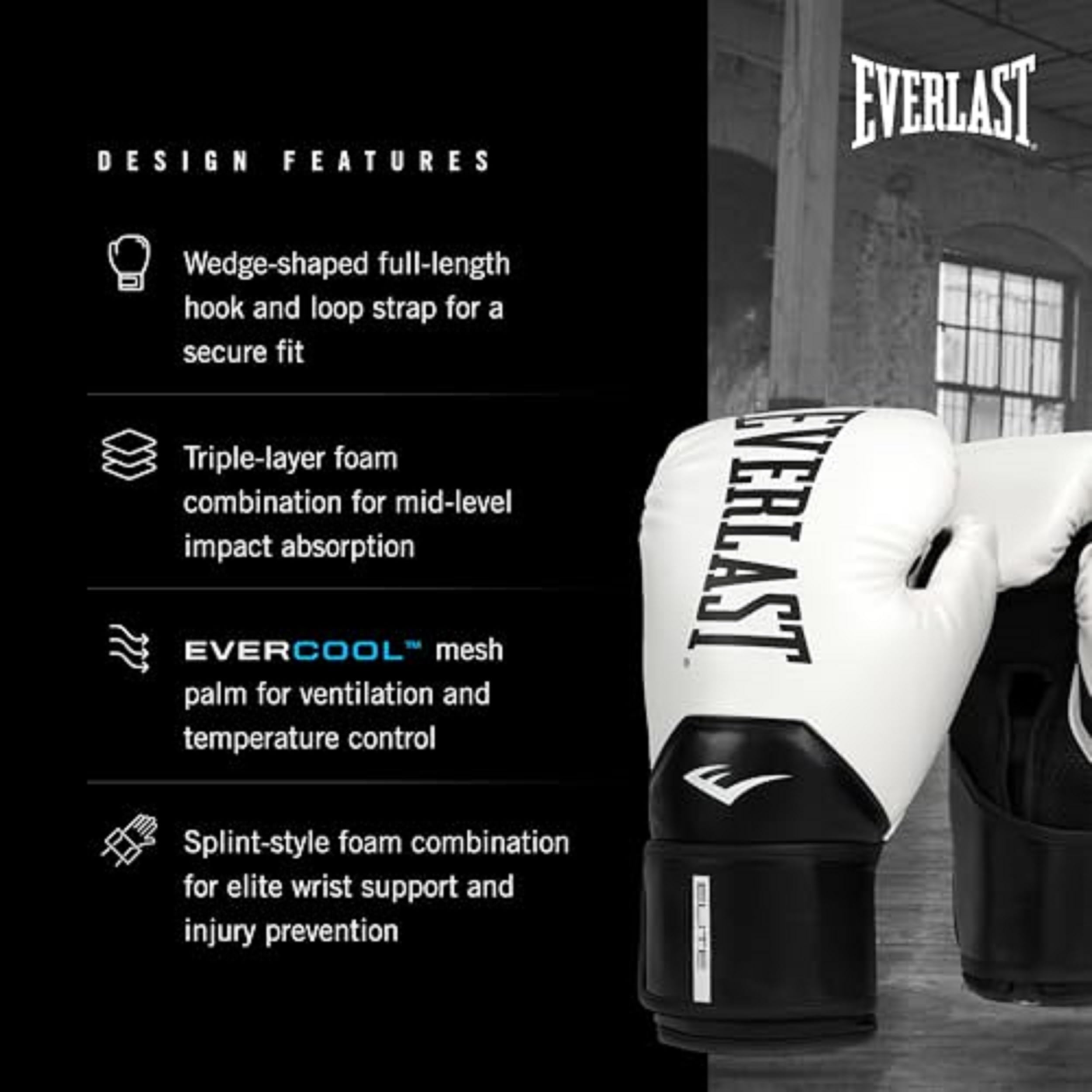 Amazon | Everlast Elite 2 Boxing Gloves (White/Black, 16oz