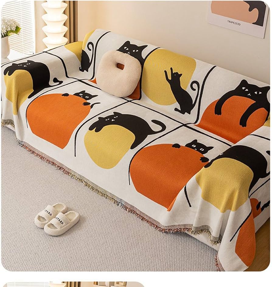 Amazon｜ソファカバー マルチカバー 猫柄 シェニール織 フルカバー