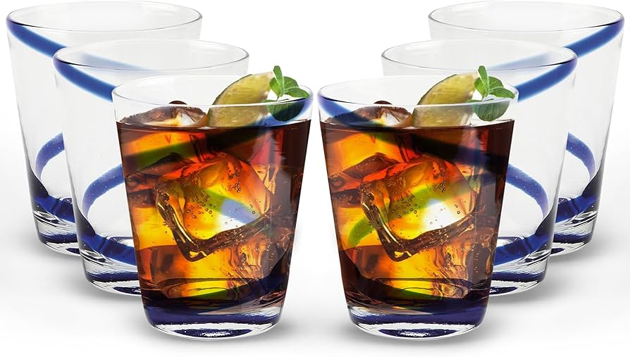 Amazon.com | IMPULSE! Crazy Colored Swirl Drinking Glass Cups, Set