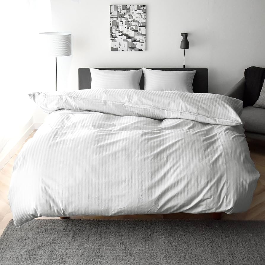 Amazon｜日本製 掛け布団カバー シングル 綿100% サテンストライプ 高