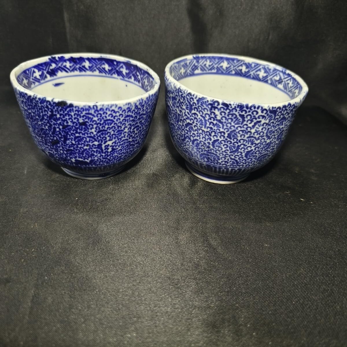 古伊万里 染付蕎麦猪口 唐草紋 富貴長春 初期伊万里？手描き