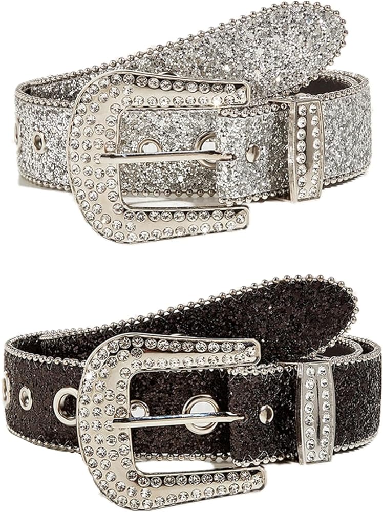 ☆キラキラバックルチェーンベルト&ラインストーンベルト2本セット☆