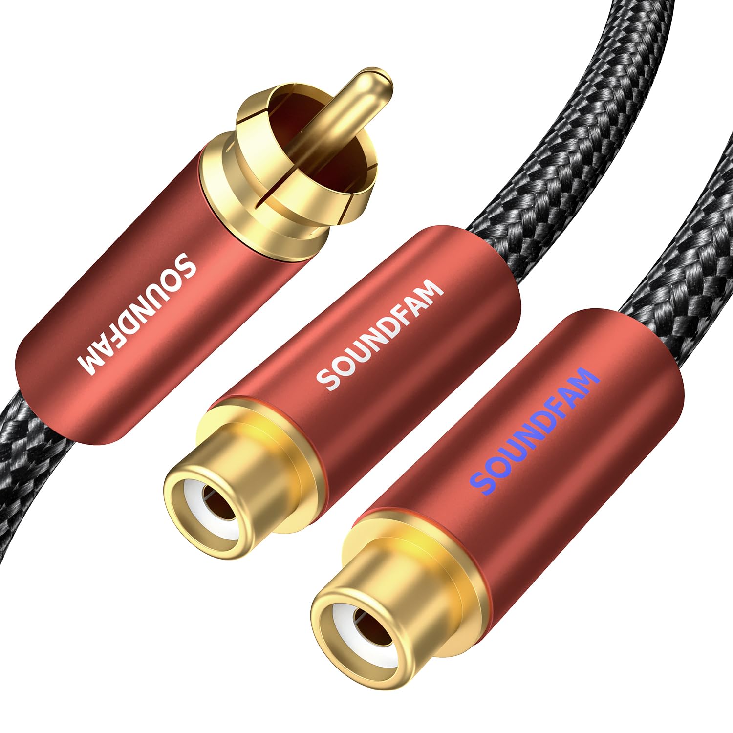 Amazon | 同軸RCAケーブル SOUNDFAM RCA分岐ケーブル1オス- 2メス 分配