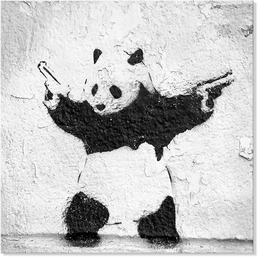 Amazon.co.jp: 7CANVAS Banksy バンクシー パンダが銃を持つ ポスター