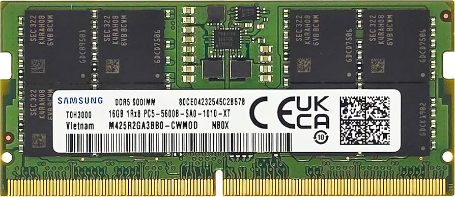 Samsung 16GB DDR5 5600MHz PC5-44800 CL46 SODIMM 1Rx8 Single Rank