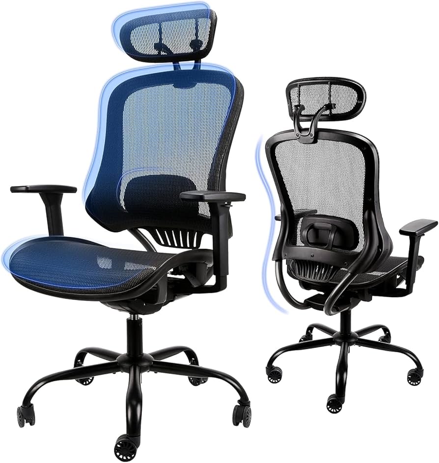 Amazon.co.jp: デスクチェア 人間工学 ひじ掛け付き 腰サポートバー