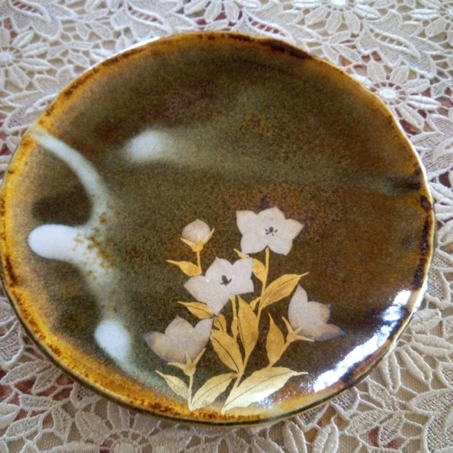 Amazon.co.jp: 特選たち吉 青嵐 金銀彩草花 銘々皿 陶芸作家 安田道雄