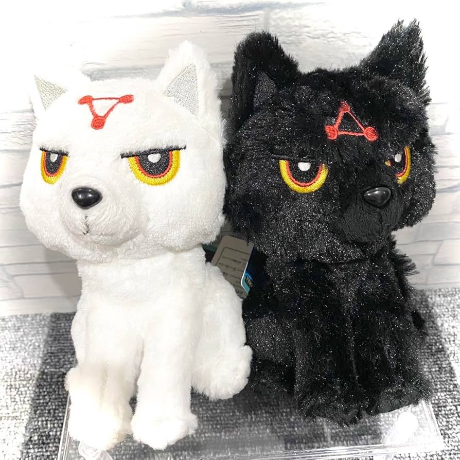 Amazon.co.jp: 呪術廻戦 式神 玉犬 白 黒 ぬいぐるみ セット 伏黒恵 M