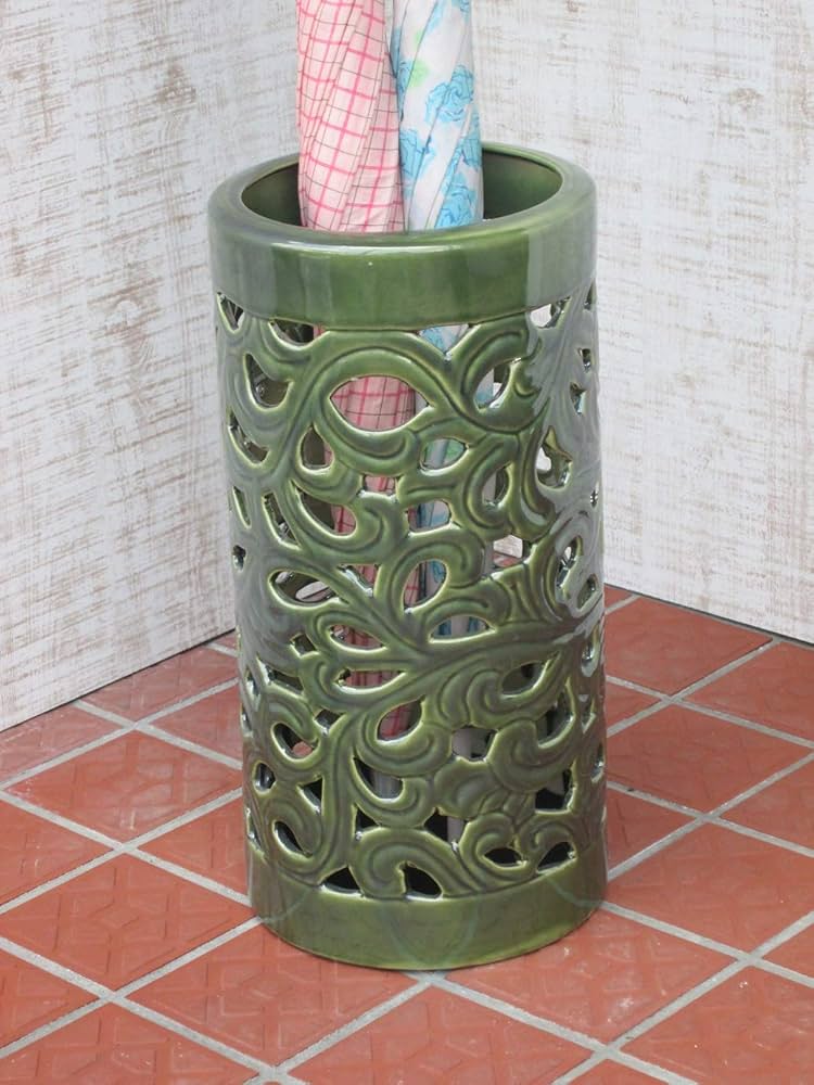 Amazon｜陶器傘立て スカシ模様 (グリーン)｜傘立て オンライン通販