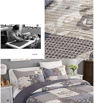 Amazon｜キルトキルト3ピース手作りパッチワーク布団ベッドカバー綿夏