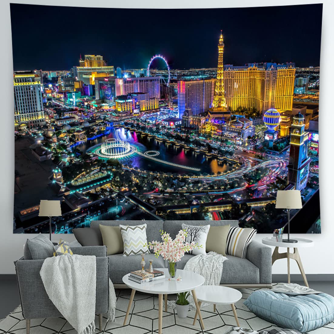 Amazon.co.jp: [KMBIGNK] タペストリー 夜景タペストリー 大判 布
