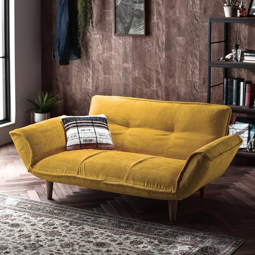 Amazon｜ソファー 2人掛け カウチソファー リクライニング イエロー