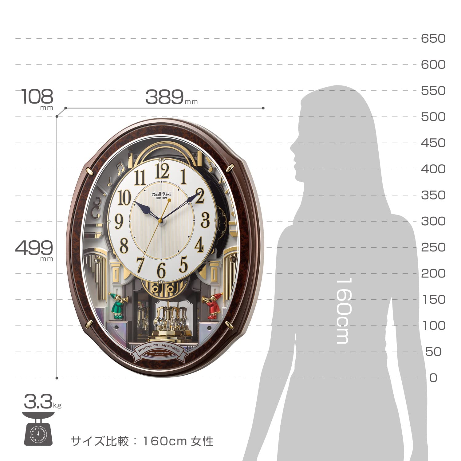 Amazon.co.jp: リズム(RHYTHM) 掛け時計 電波時計 からくり時計 48曲