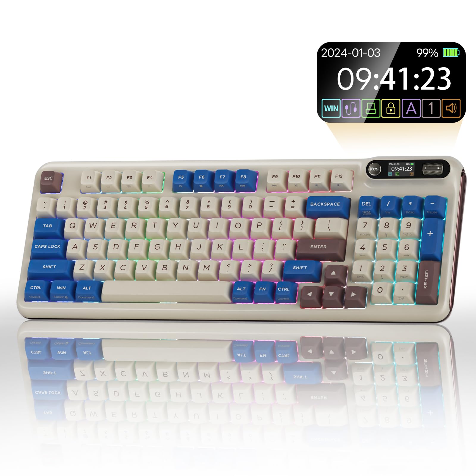 Amazon.com: KZZI Z98 Wireless Mechanical Keyboard, Smart Display