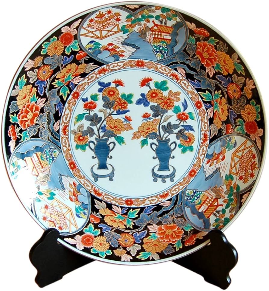Amazon.co.jp: 飾り皿 絵皿 大皿 スタンド付き 有田焼 弥左ヱ門窯 陶器