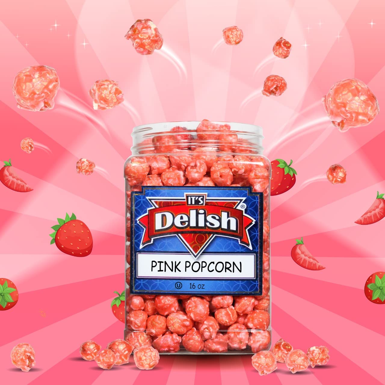 Amazon.com: Gourmet Pink Strawberry Colored Popcorn by It's Delish